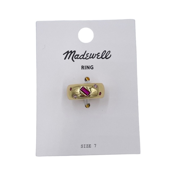 NEW Madewell Crystal-Inlay Chunky Ring in Dragon Fruit Gold Pink Style NO248 - Picture 2 of 7